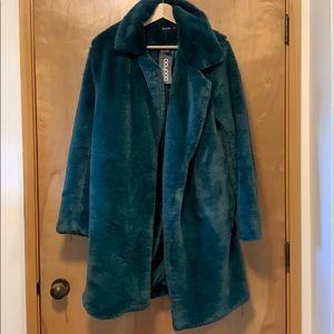 Boohoo faux emerald green fur jacket